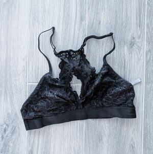 Aerie Black Lace Racerback with Keyhole Bralette SIZE XS